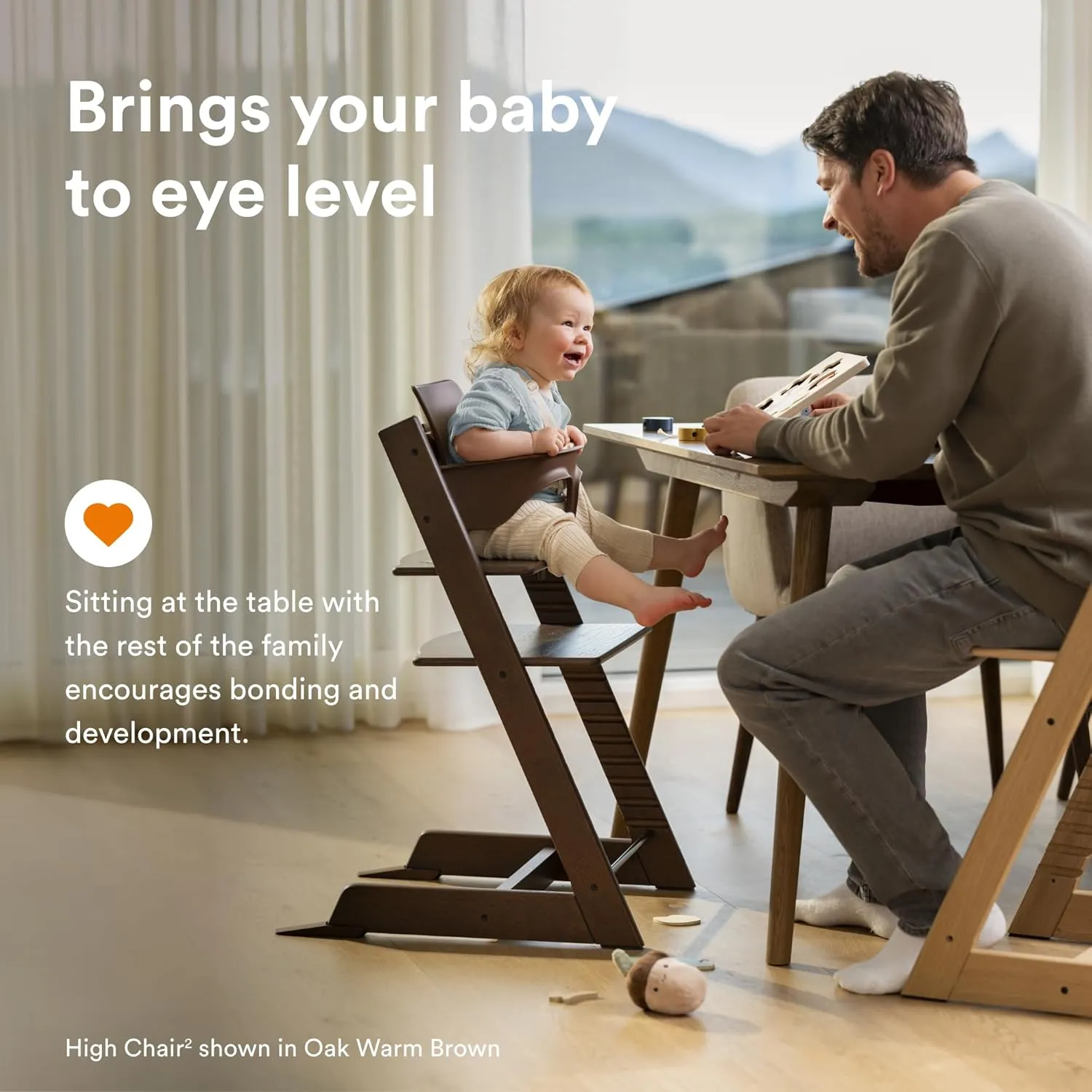 Stokke Tripp Trapp High Chair 2, Whitewash - Includes Chair   Baby Set with Removable Harness for Children 6-36 Months - Adjustable, Ergonomic & Easy to Clean