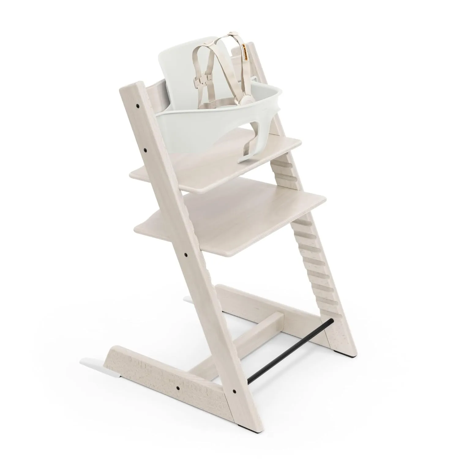 Stokke Tripp Trapp High Chair 2, Whitewash - Includes Chair   Baby Set with Removable Harness for Children 6-36 Months - Adjustable, Ergonomic & Easy to Clean