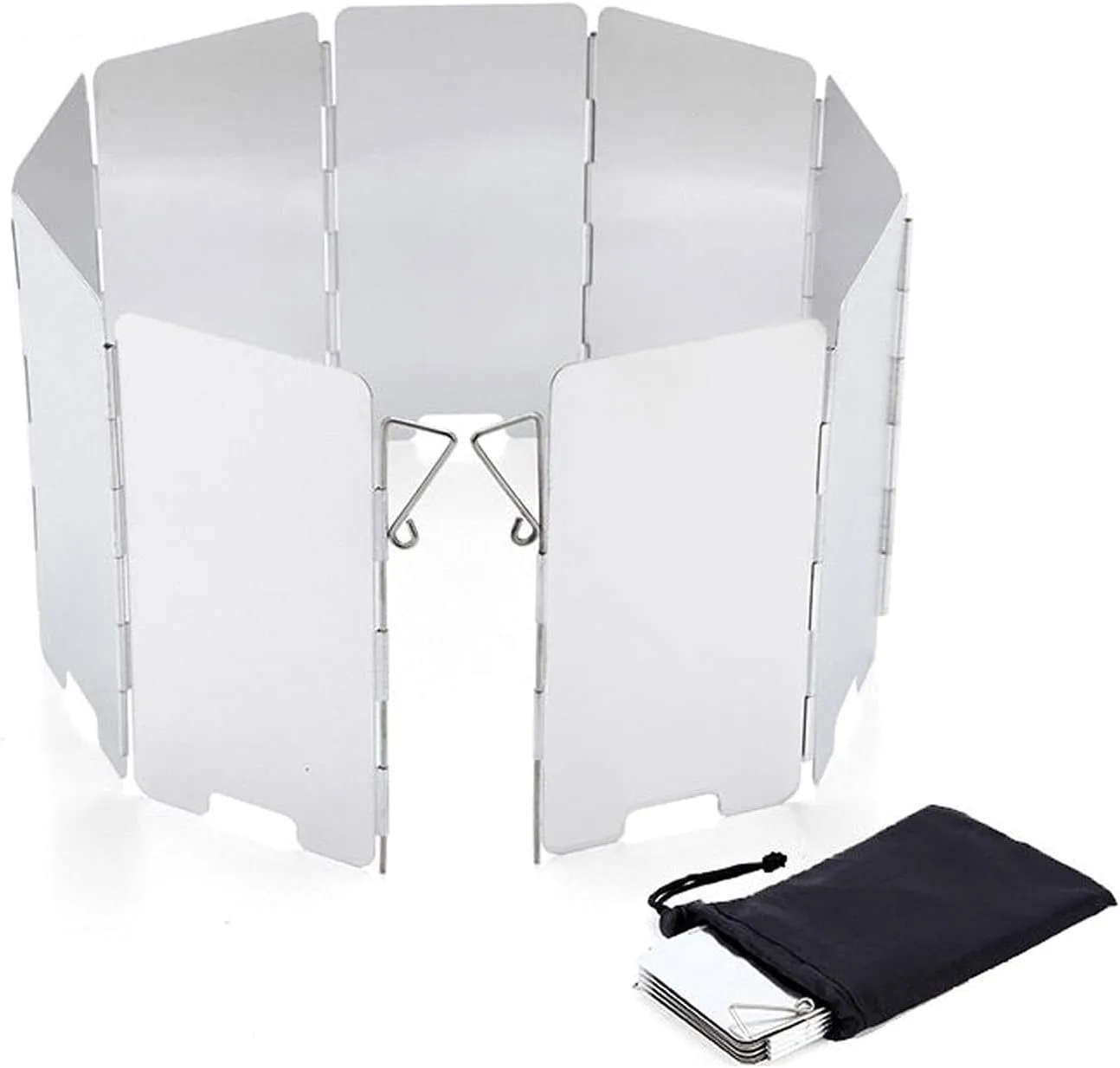 Stove Splash Guard 9 Plates Aluminum Windscreen with Carrying Bag Folding Outdoor Stove Windscreen for Camping Stoves, Butane Stoves Oil Splatter Guard