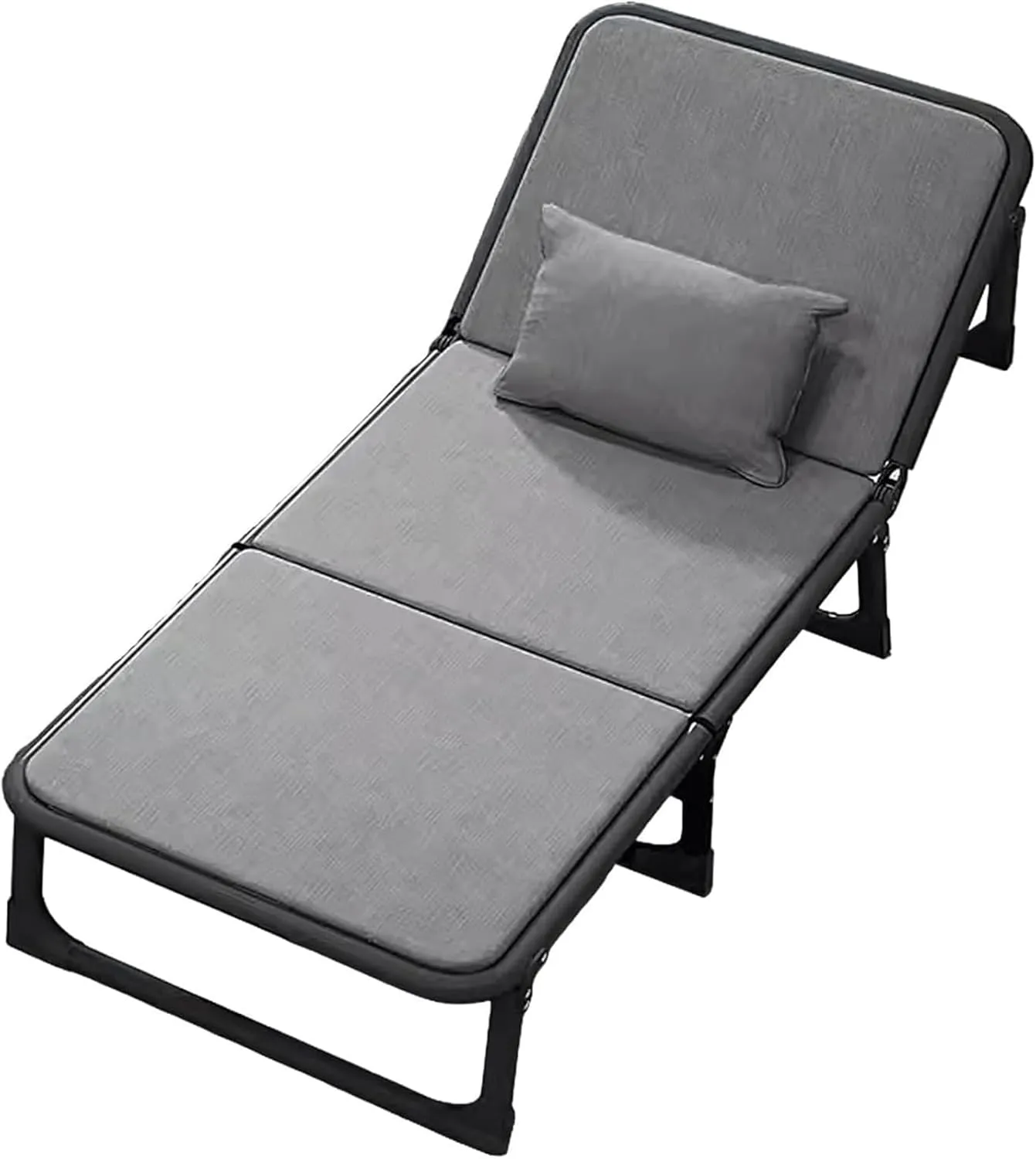 Strong Steel Frame Camping Cot, 6-Position Folding Chaise Lounge Chair, Tent Cot, Portable Folding Bed with 4 Universal Wheels