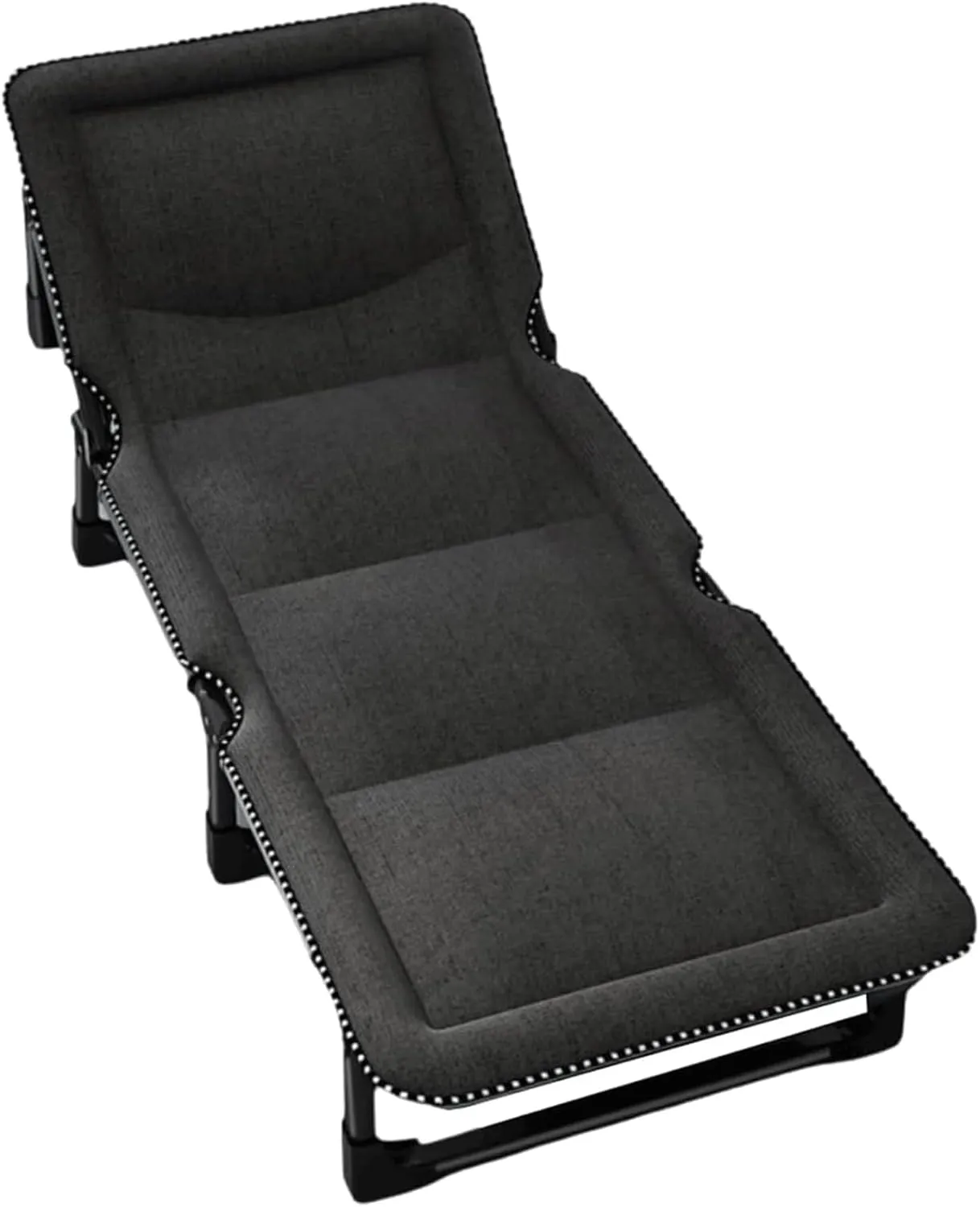 Strong Steel Frame Camping Cot, Portable Folding Bed for Travel/Room/Office/Home Nap, 4-Position Folding Chaise Lounge Chair