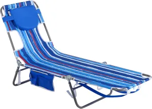 SunnyFeel Beach Lounge Chair, Backpack Reclining Beach Chairs Lay Flat, Face Down Tanning Chair, Folding Camping Chairs Portable Camp Cot with Backpack Straps for Outdoor/Picnic/Lawn
