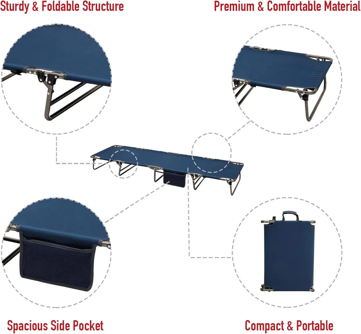 SUNNYFEEL Portable Folding Camping Cot Lightweight, Outdoor Sleeping Cots with Pillow, Easy Set up and with Load-Resistant Support 300 LBS for Travel Camp Beach Vacation