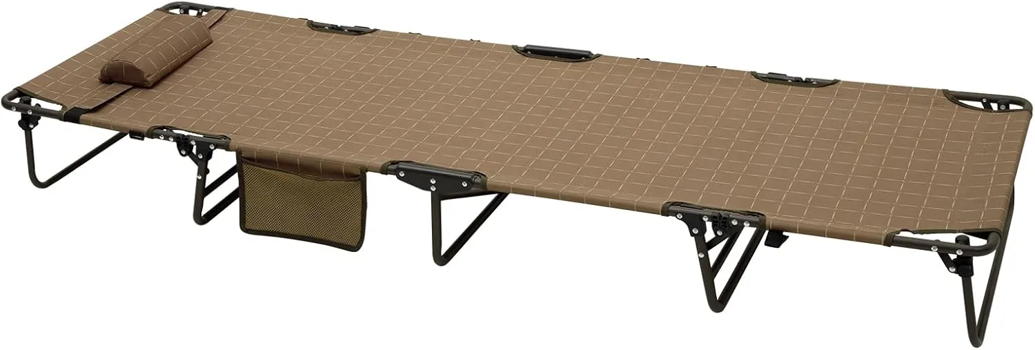 SUNNYFEEL Portable Folding Camping Cot Lightweight, Outdoor Sleeping Cots with Pillow, Easy Set up and with Load-Resistant Support 300 LBS for Travel Camp Beach Vacation
