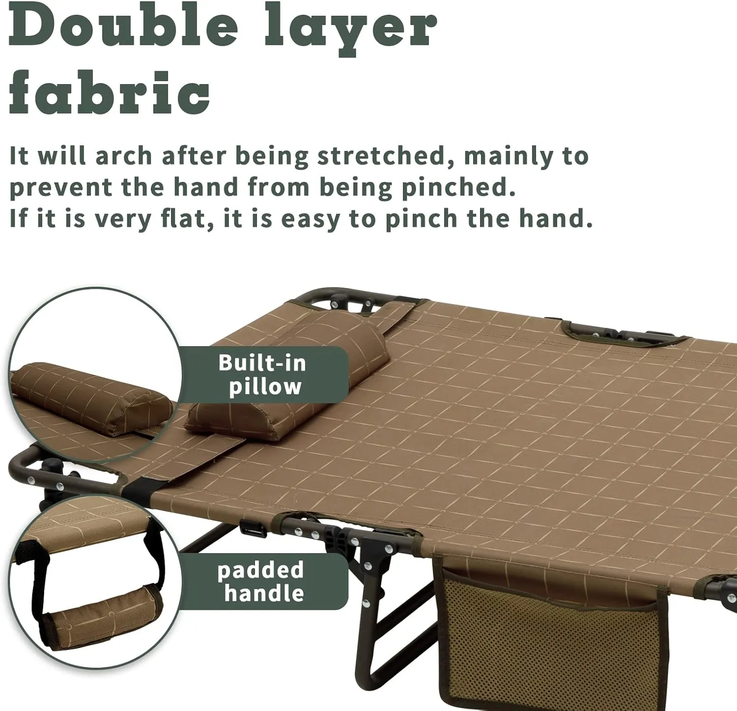 SUNNYFEEL Portable Folding Camping Cot Lightweight, Outdoor Sleeping Cots with Pillow, Easy Set up and with Load-Resistant Support 300 LBS for Travel Camp Beach Vacation