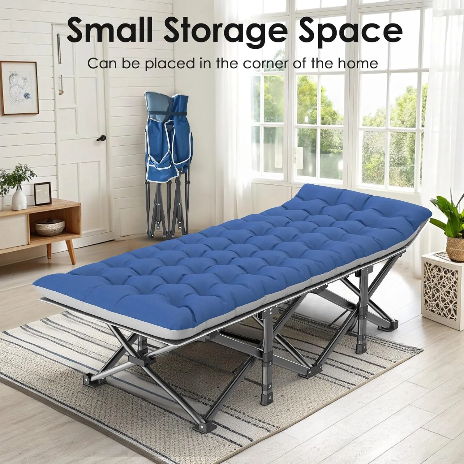 Suteck Camping Cot, 32In XXL Folding Camping Cot Heavy Duty Sleeping Bed for Adults 1200D Double Layer Oxford Cots for Camping W/Pilllow Mattress Carry Bag for Home Office Nap Beach Travel, 500LBS