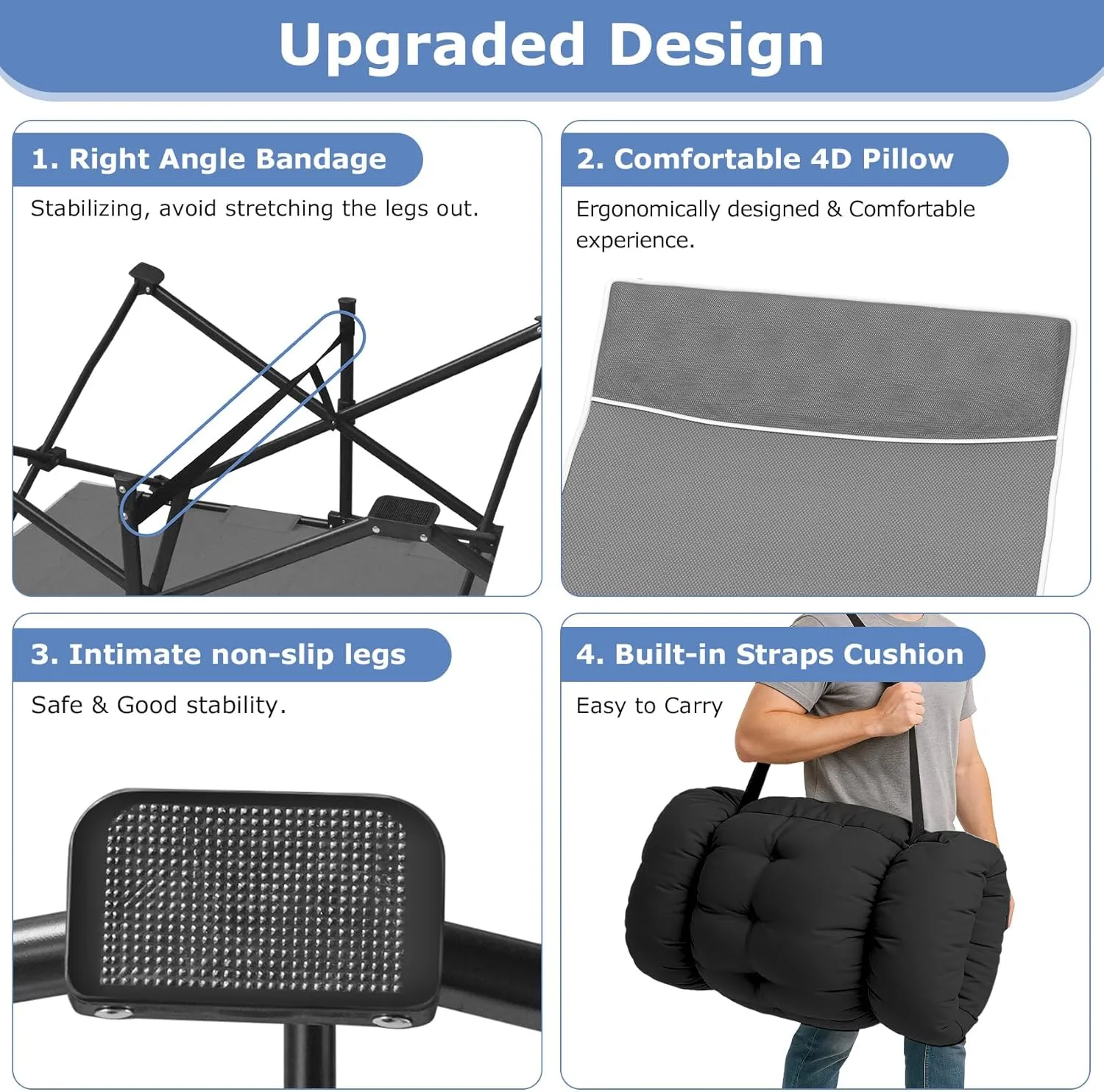 Suteck Camping Cot, 32In XXL Folding Camping Cot Heavy Duty Sleeping Bed for Adults 1200D Double Layer Oxford Cots for Camping W/Pilllow Mattress Carry Bag for Home Office Travel, Black