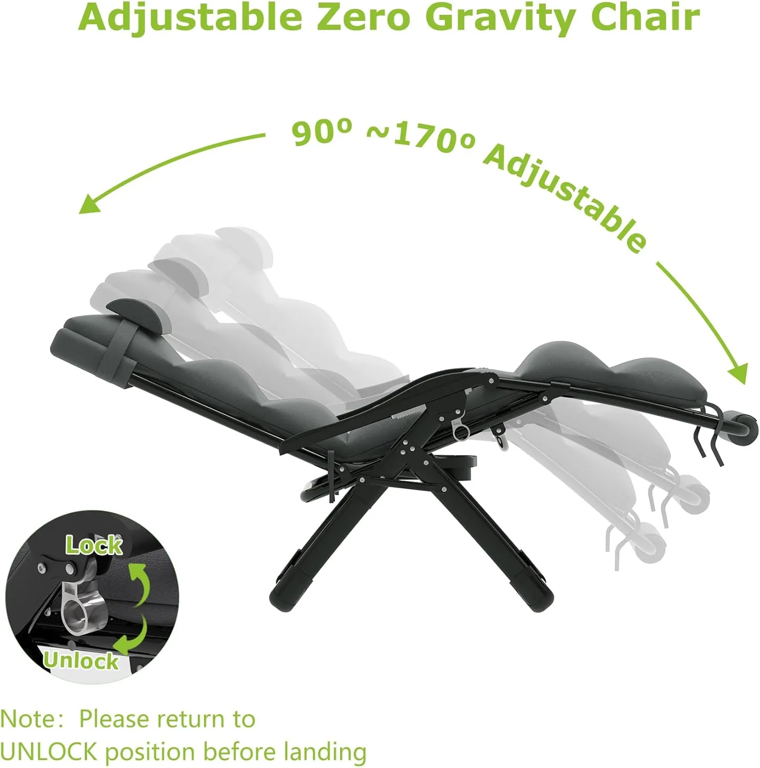 Suteck Oversized Zero Gravity Chair XL Reclining Camping Chair w/Washable Cushion, Outdoor Lounge Chairs Patio Recliner with Large Cup Holder, Footrest, Padded Headrest, Support 500LBS