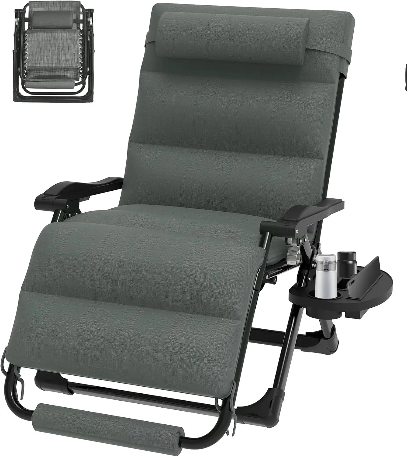 Suteck Oversized Zero Gravity Chair XL Reclining Camping Chair w/Washable Cushion, Outdoor Lounge Chairs Patio Recliner with Large Cup Holder, Footrest, Padded Headrest, Support 500LBS