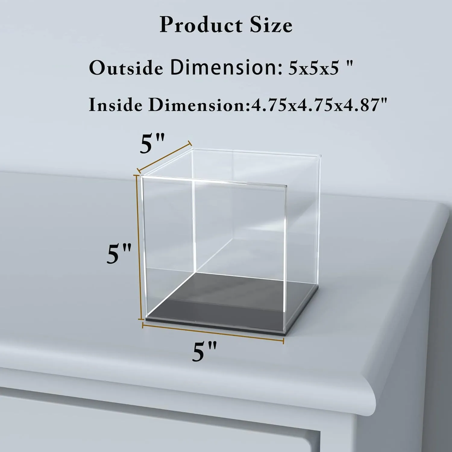 SVENJBB Acrylic Display Case, 5x5x5 Inch Clear Acrylic Boxes for Display, Self-Assembly Display Cases for Collectibles, Toys and Sport Goods
