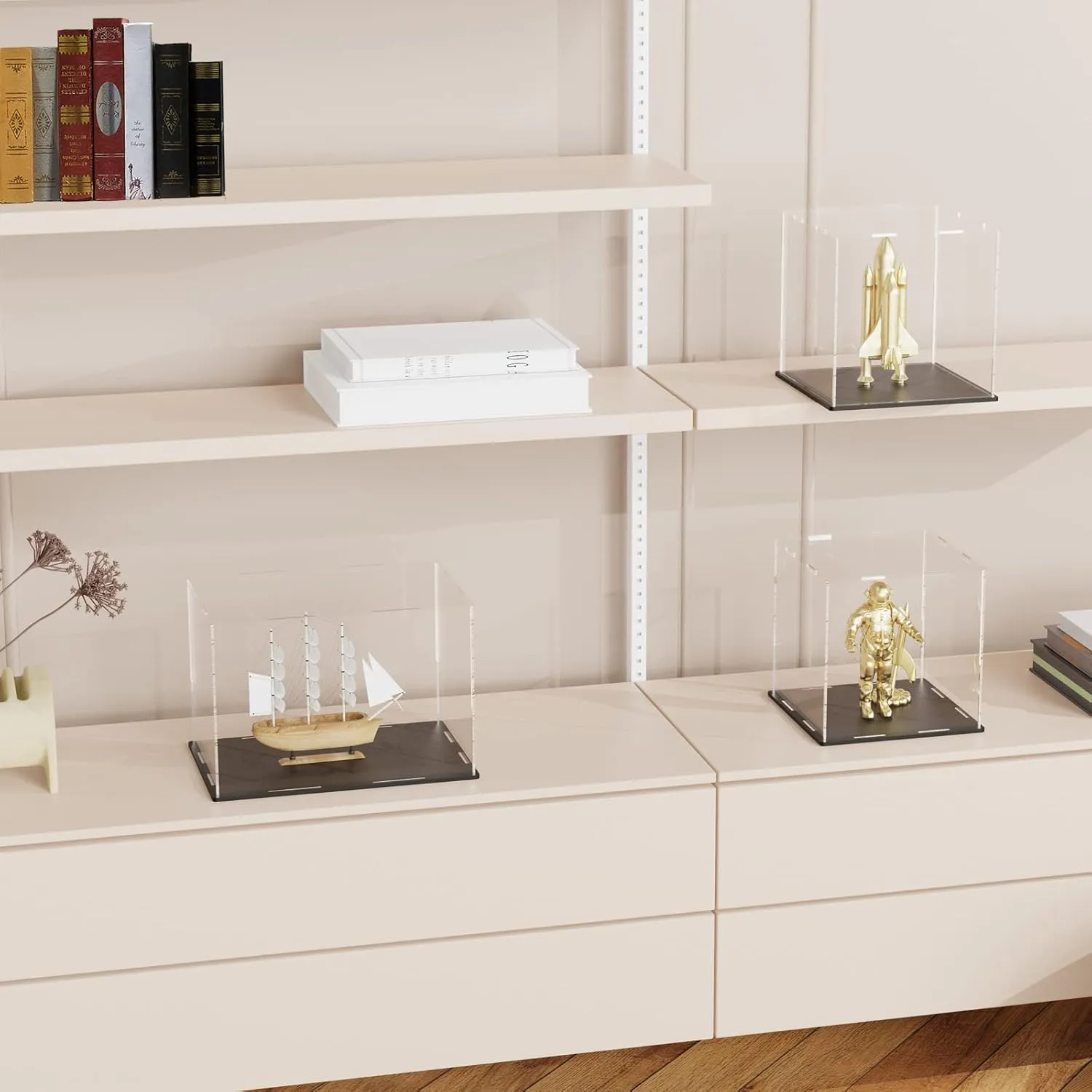 SVENJBB Acrylic Display Case, 5x5x5 Inch Clear Acrylic Boxes for Display, Self-Assembly Display Cases for Collectibles, Toys and Sport Goods