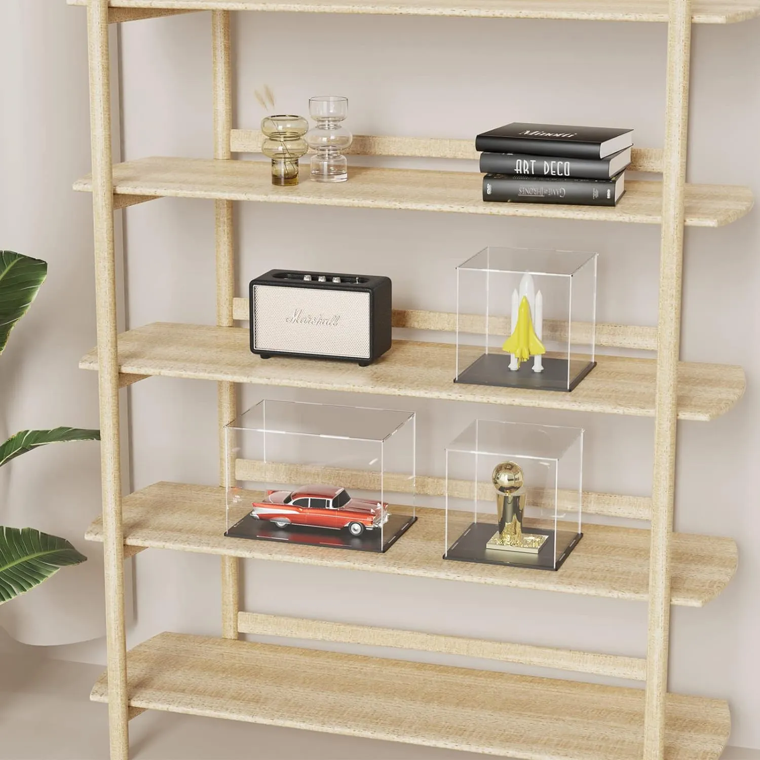 SVENJBB Acrylic Display Case, 5x5x5 Inch Clear Acrylic Boxes for Display, Self-Assembly Display Cases for Collectibles, Toys and Sport Goods