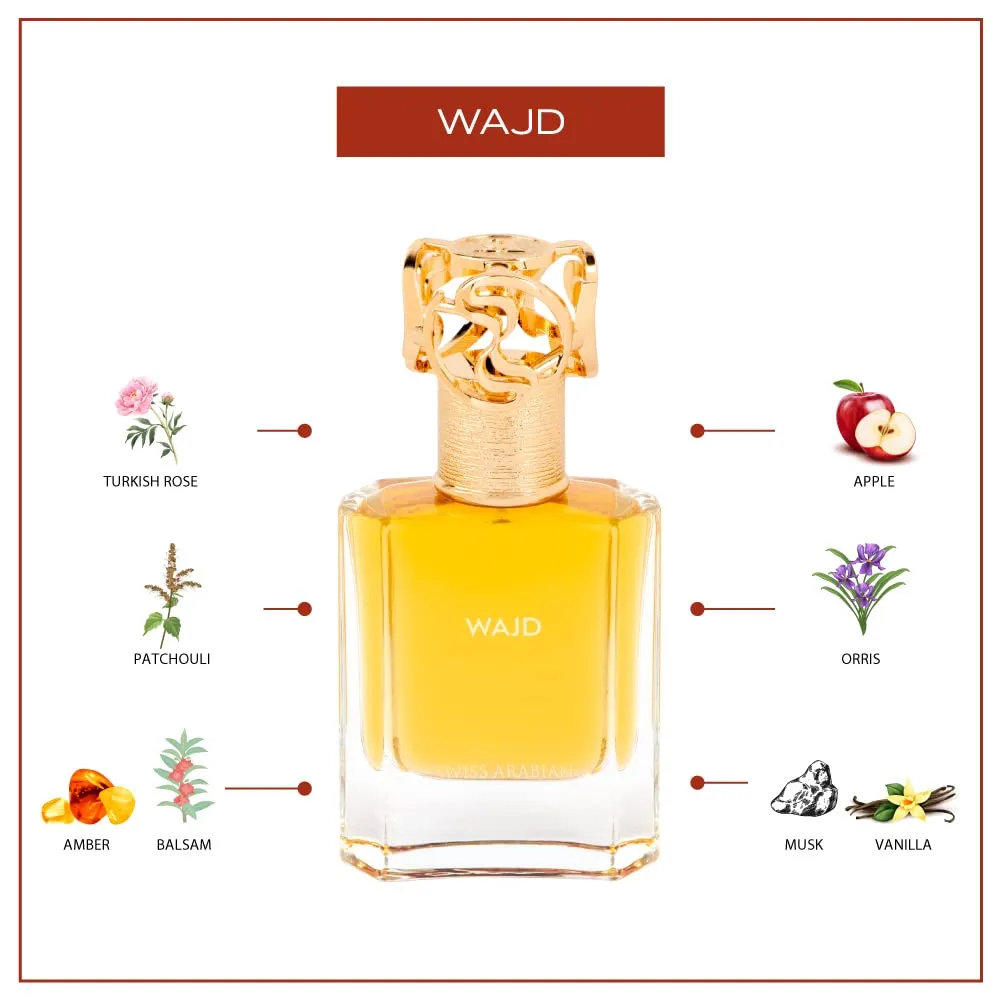 Swiss Arabian Wajd - Luxury Products From Dubai - Long Lasting, Addictive Personal EDP Spray Fragrance - Seductive Signature Aroma - 1.7 Oz