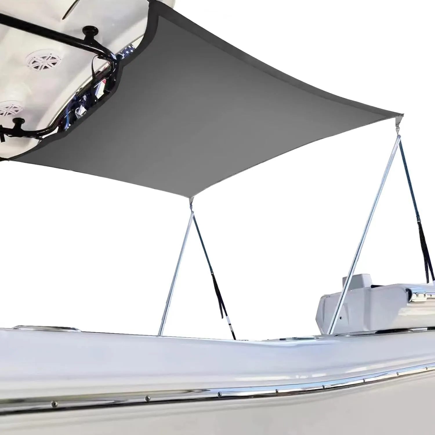 T Top Sun Shade Extension Kit, Boat Sun Shade 800D Polyester Waterproof and UV Resistant Material with Stainless Steel Telescopic Shade Poles, Gray