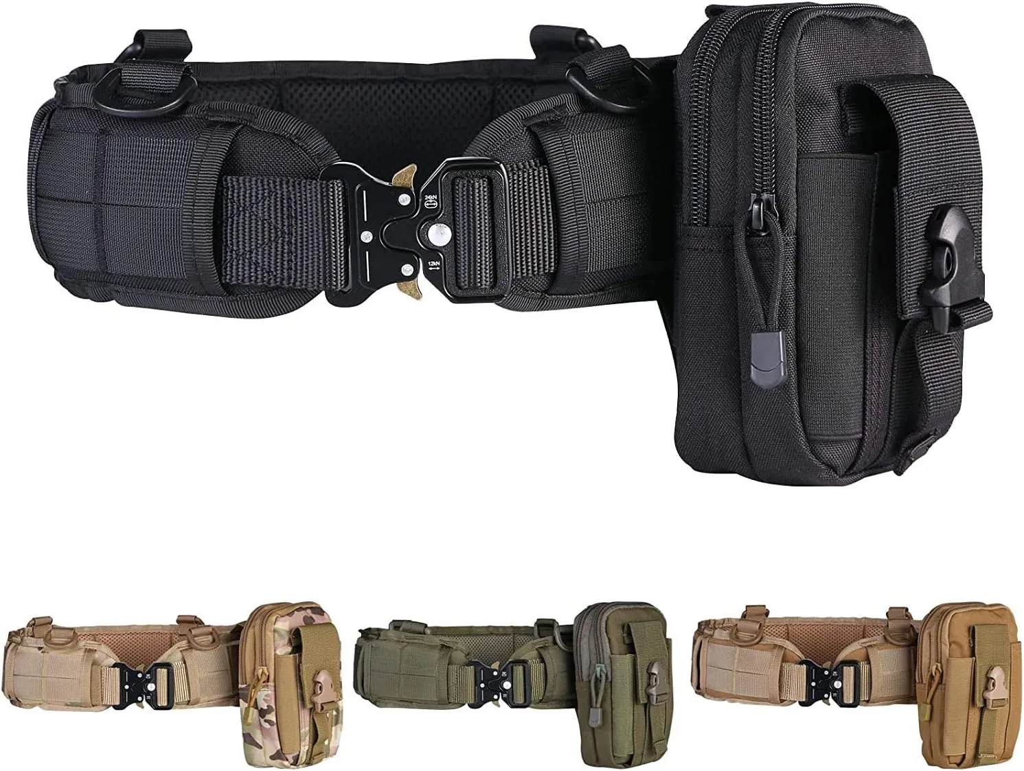Tactical Battle Belt,tactical belt with molle war belt with Mesh and Lining Thickening EVA for Shooting War Game Paintball Hunting(Black, M)