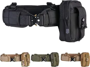 Tactical Battle Belt,tactical belt with molle war belt with Mesh and Lining Thickening EVA for Shooting War Game Paintball Hunting(Black, M)