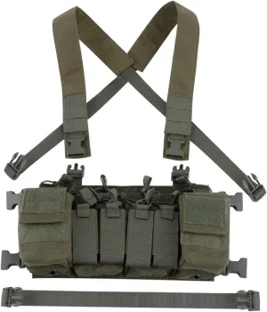 Tactical Chest Vest Rig Adjustable X Harness with 5.56 9mm Rifle Mag Pouches for Airsoft Shooting Wargame Paintball