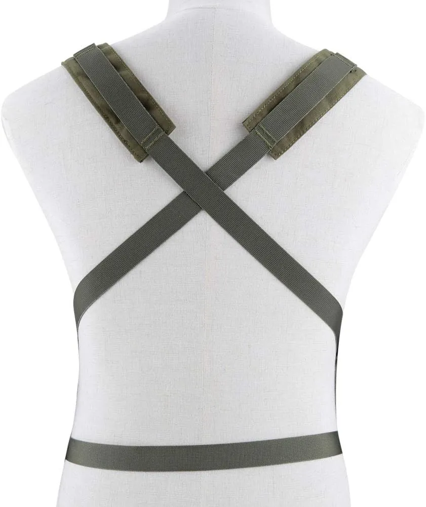 Tactical Chest Vest Rig Adjustable X Harness with 5.56 9mm Rifle Mag Pouches for Airsoft Shooting Wargame Paintball