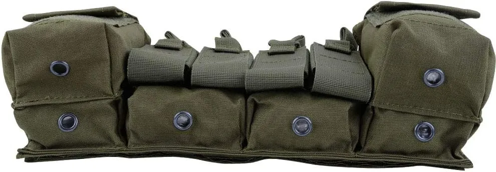 Tactical Chest Vest Rig Adjustable X Harness with 5.56 9mm Rifle Mag Pouches for Airsoft Shooting Wargame Paintball