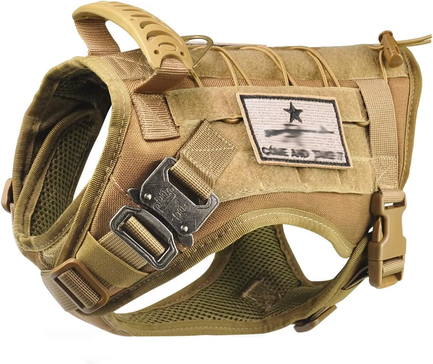 Tactical Service Dog Vest Harness K9 Military Molle Dog Vest for Outdoor Training Waterproof Pet Dog Harness with Rubber Handle & Metal Buckle