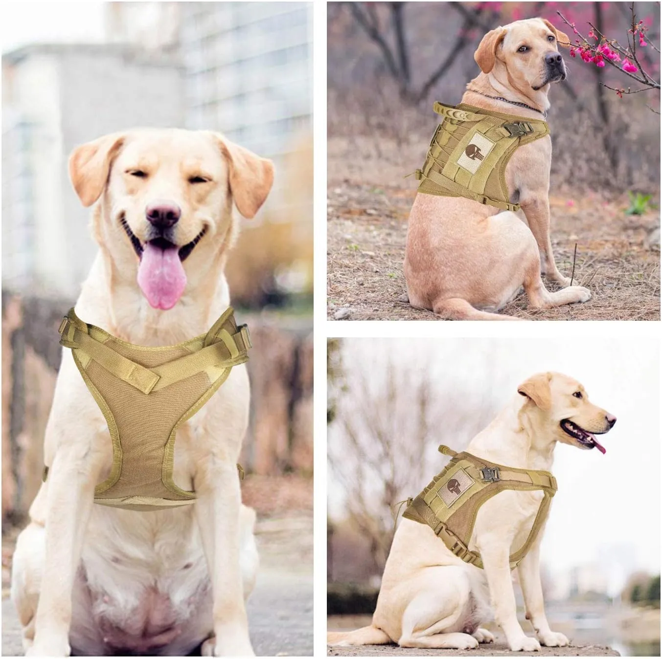 Tactical Service Dog Vest Harness K9 Military Molle Dog Vest for Outdoor Training Waterproof Pet Dog Harness with Rubber Handle & Metal Buckle