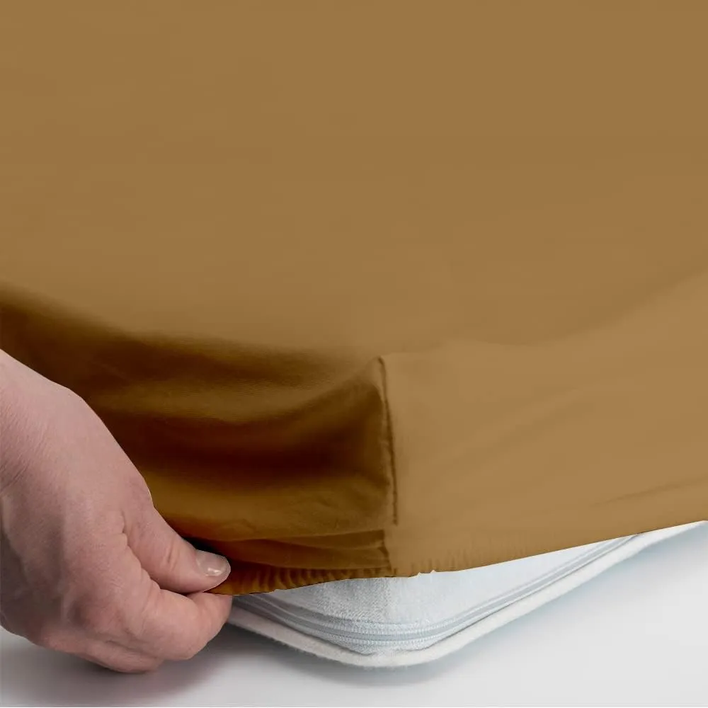 Taupe Solid 4-Piece Cot Bed Linen Set - 1 Fitted Sheet 33" x 75", 1 Flat Sheet 64" x 94", 2 Pillow Cases 20" x 30" Perfect for Folding Guest & Rollaway Beds