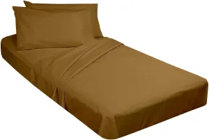 Taupe Solid 4-Piece Cot Bed Linen Set - 1 Fitted Sheet 33" x 75", 1 Flat Sheet 64" x 94", 2 Pillow Cases 20" x 30" Perfect for Folding Guest & Rollaway Beds