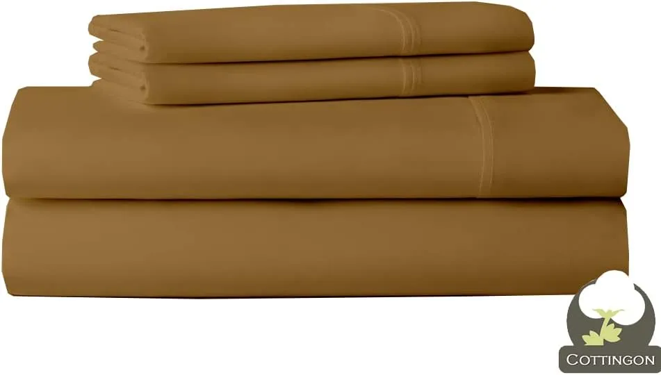 Taupe Solid 4-Piece Cot Bed Linen Set - 1 Fitted Sheet 33" x 75", 1 Flat Sheet 64" x 94", 2 Pillow Cases 20" x 30" Perfect for Folding Guest & Rollaway Beds