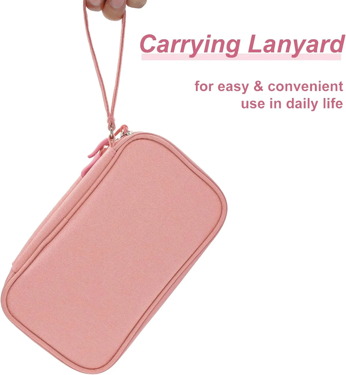 Tech Organizer Travel Case, Carry On Essentials Pouch Bag for Electronics & Accessories (Light Pink, Medium)