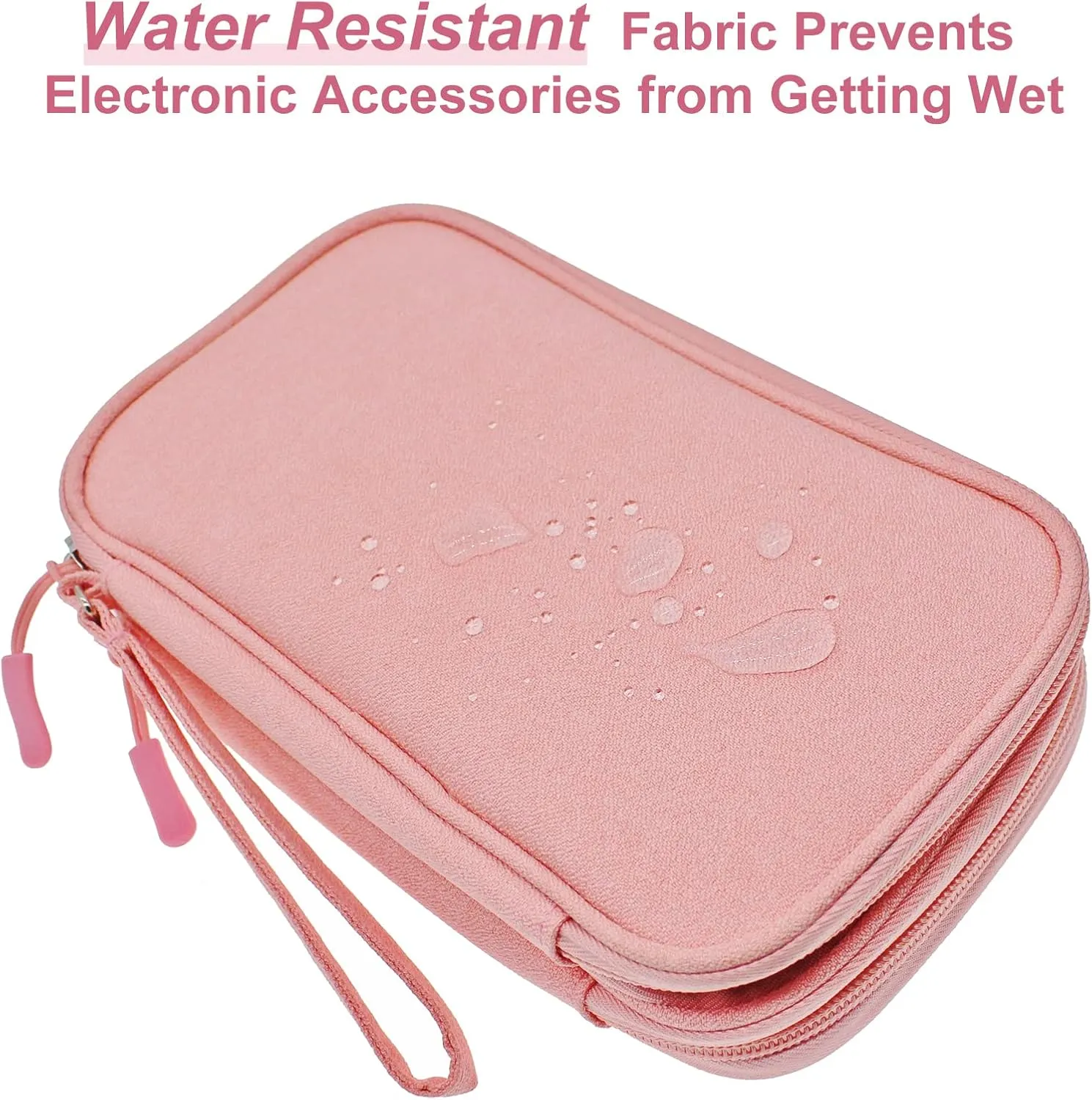 Tech Organizer Travel Case, Carry On Essentials Pouch Bag for Electronics & Accessories (Light Pink, Medium)