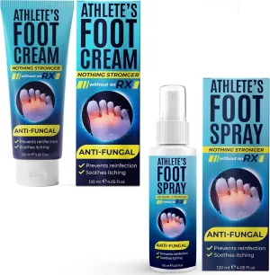 Terramed Just Think Comfort Complete Athlete’s Foot Care Bundle with Tea Tree Oil Spray and Foot Cream for Cracked Heels, Jock Itch, and Ringworm Relief