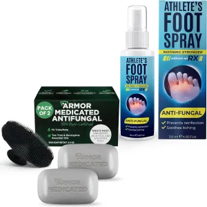 Terramed Just Think Comfort Tea Tree Oil Foot Care Bundle with Antifungal Spray and Medicated Soap for Athlete’s Foot, Jock Itch, and Ringworm Relief