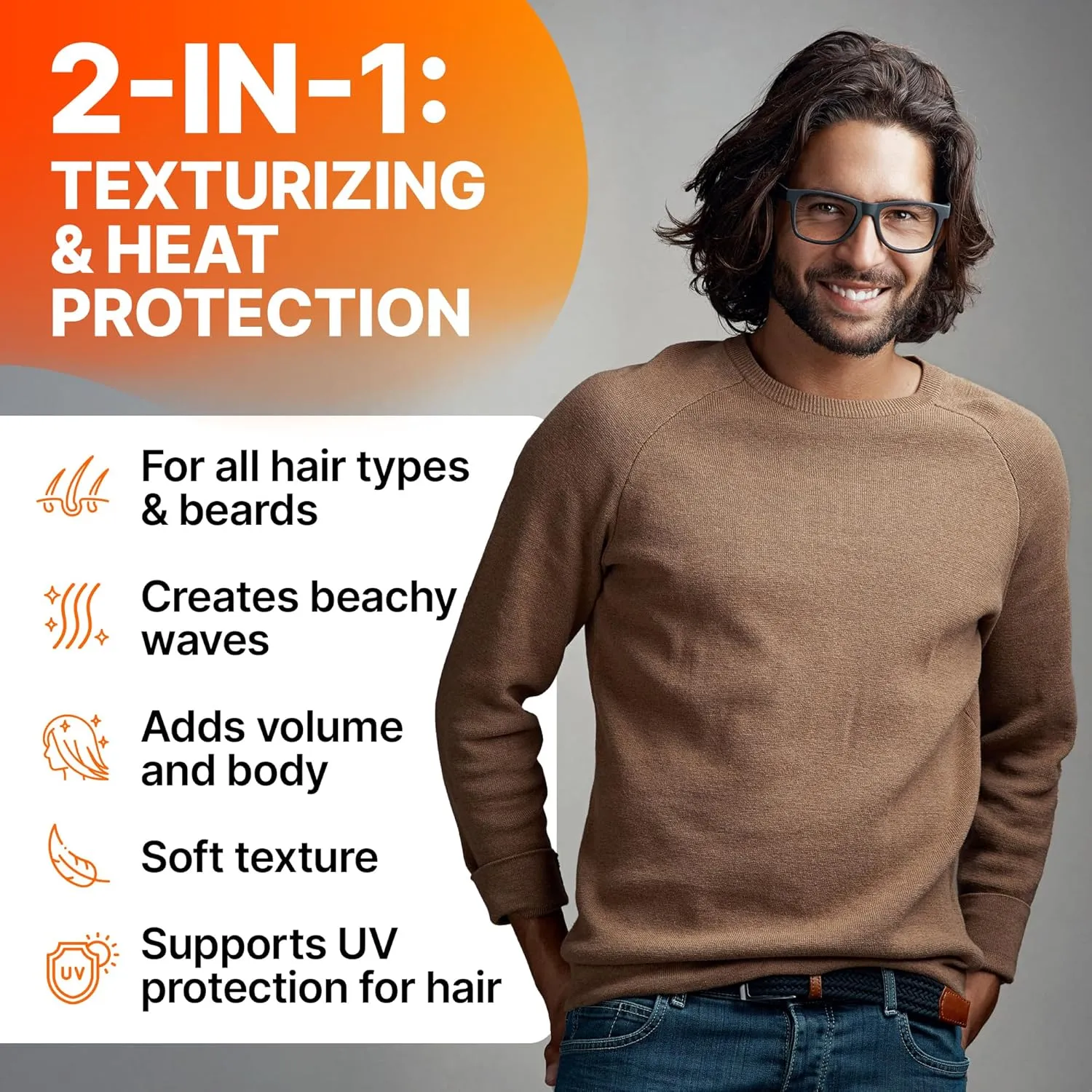 Texturizing Sea Salt Spray – Beach Waves & Curls, Extra Hold, Low-Shine Volumizer for Fine Hair – Unisex Dry Texture Spray – 8.5 Fl Oz