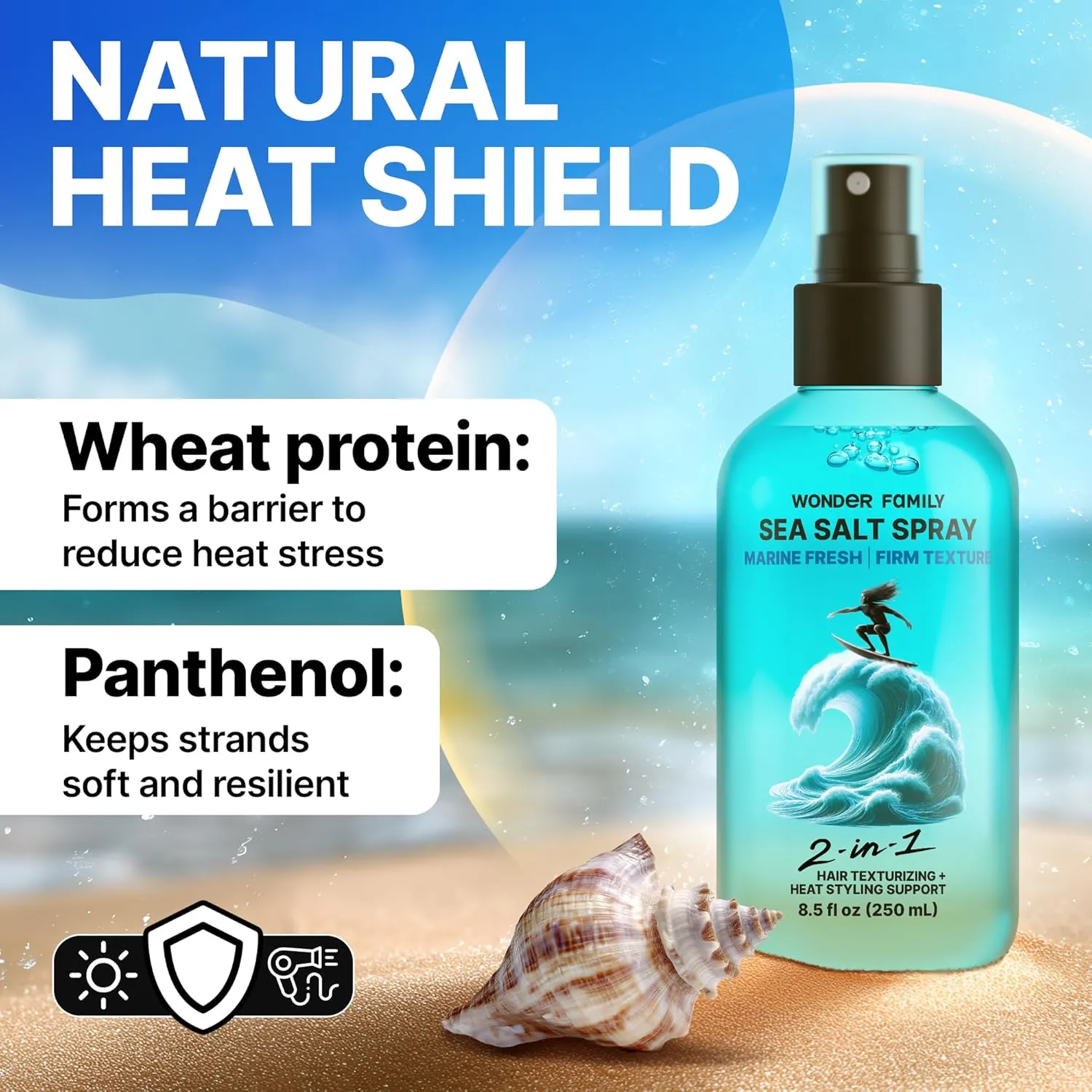 Texturizing Sea Salt Spray for Men, Women - Hair Volumizer for Fine Hair - Beach Waves & Curly Hair Spray Extra Hold, Low-Shine - Lift, Dry Texture Spray