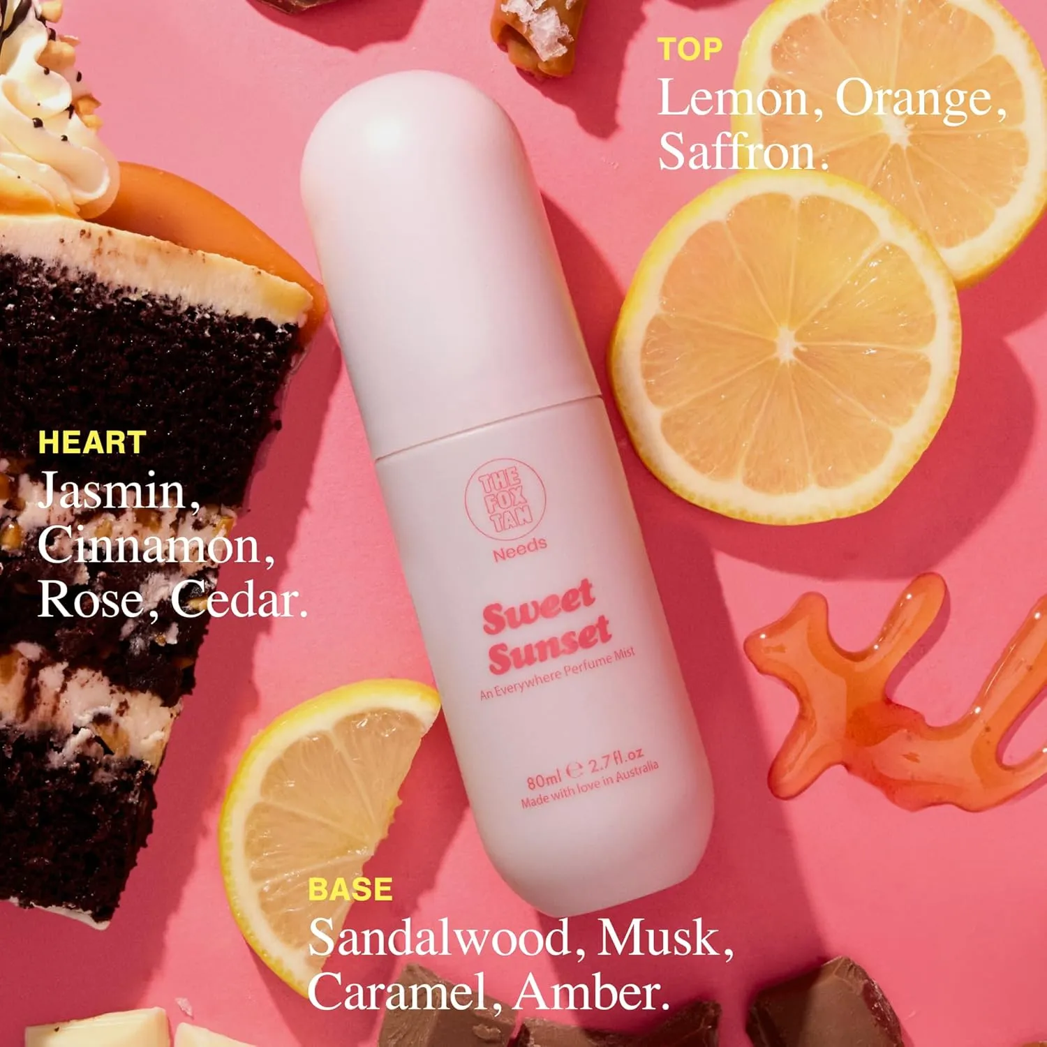 THE FOX TAN Everywhere Perfume Mist, Sweet Sunset Scent, Spray for Women, Long-Lasting Scent, Vegan & Cruelty-Free, 80mL