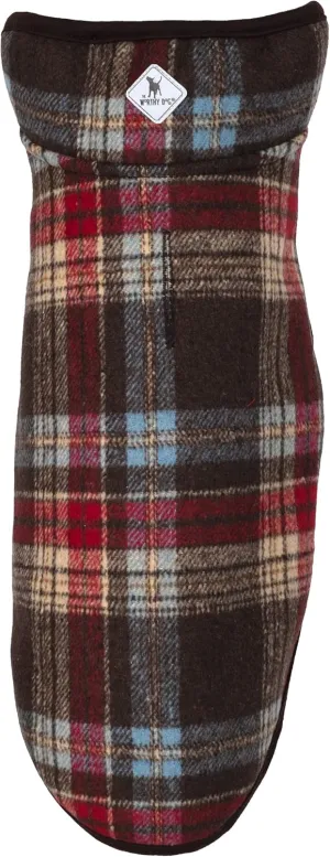 The Worthy Dog Plaid Sherpa Lined Dog Alpine Jacket, All-Weather Warm Coat, Wind-Resistant with Harness Hole, Navy Blue - 8''