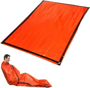 Thermal Emergency Survival Blanket Camping Waterproof Outdoor Foldable Pad Insulated Cold Compact Picnic Double Survival Travel Bag Orange