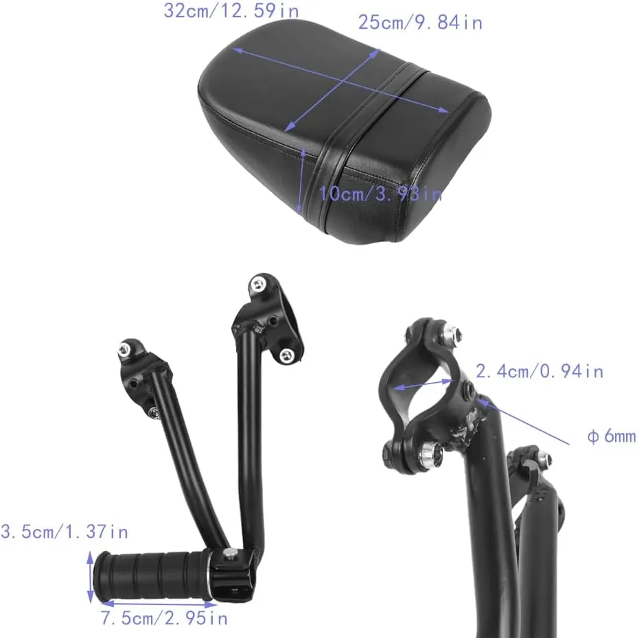 Thick Rear Passenger Seat with Passenger Footpeg Mount Kit for Kawasaki Vulcan S 650 Accessories, for Vulcan S 650 EN 650 Cafe SE 650 VN 650 (2015-2025)