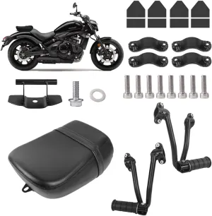 Thick Rear Passenger Seat with Passenger Footpeg Mount Kit for Kawasaki Vulcan S 650 Accessories, for Vulcan S 650 EN 650 Cafe SE 650 VN 650 (2015-2025)