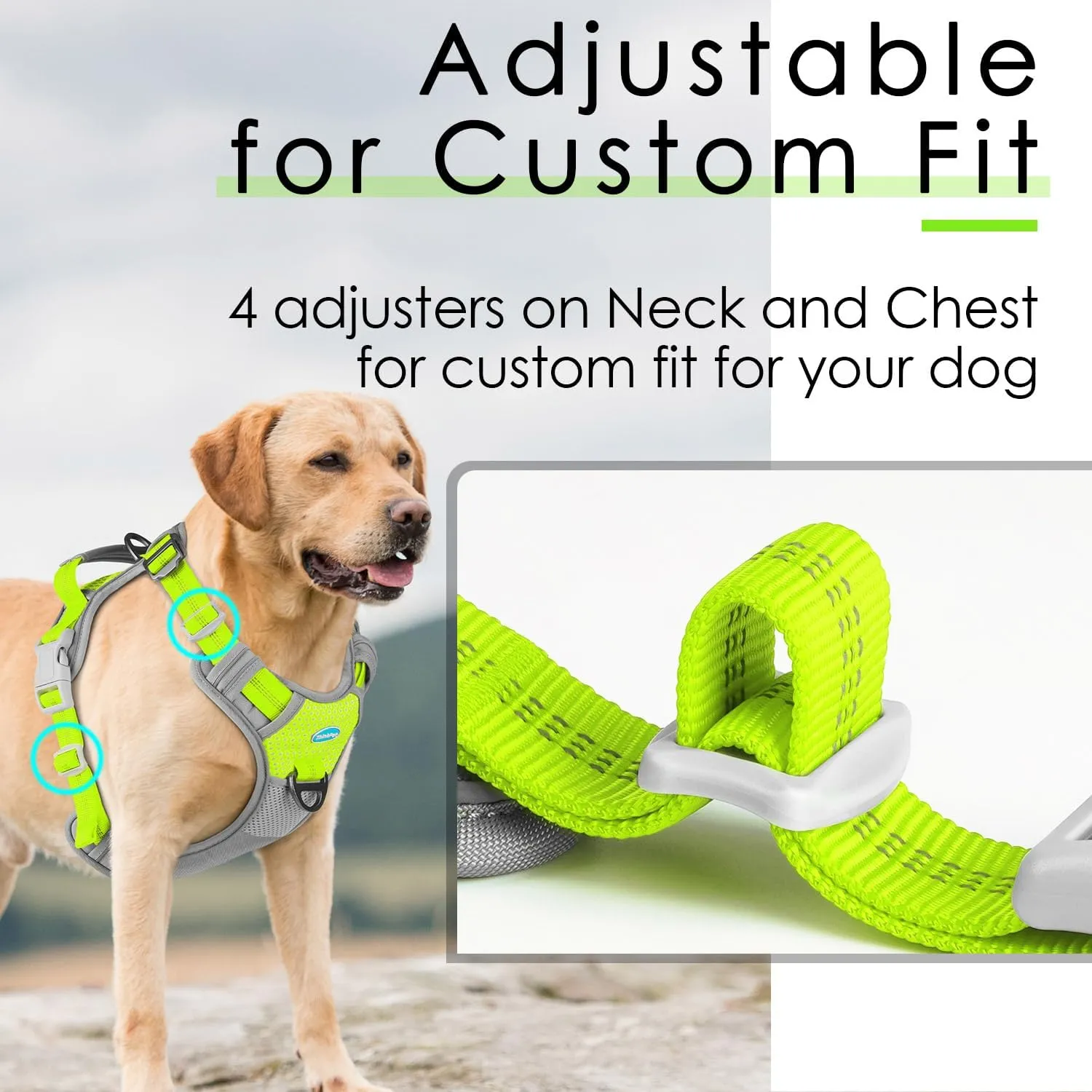 ThinkPet No Pull Harness Breathable Sport Vest with Handle-Dog Harnesses Reflective Adjustable for Medium Large Dogs