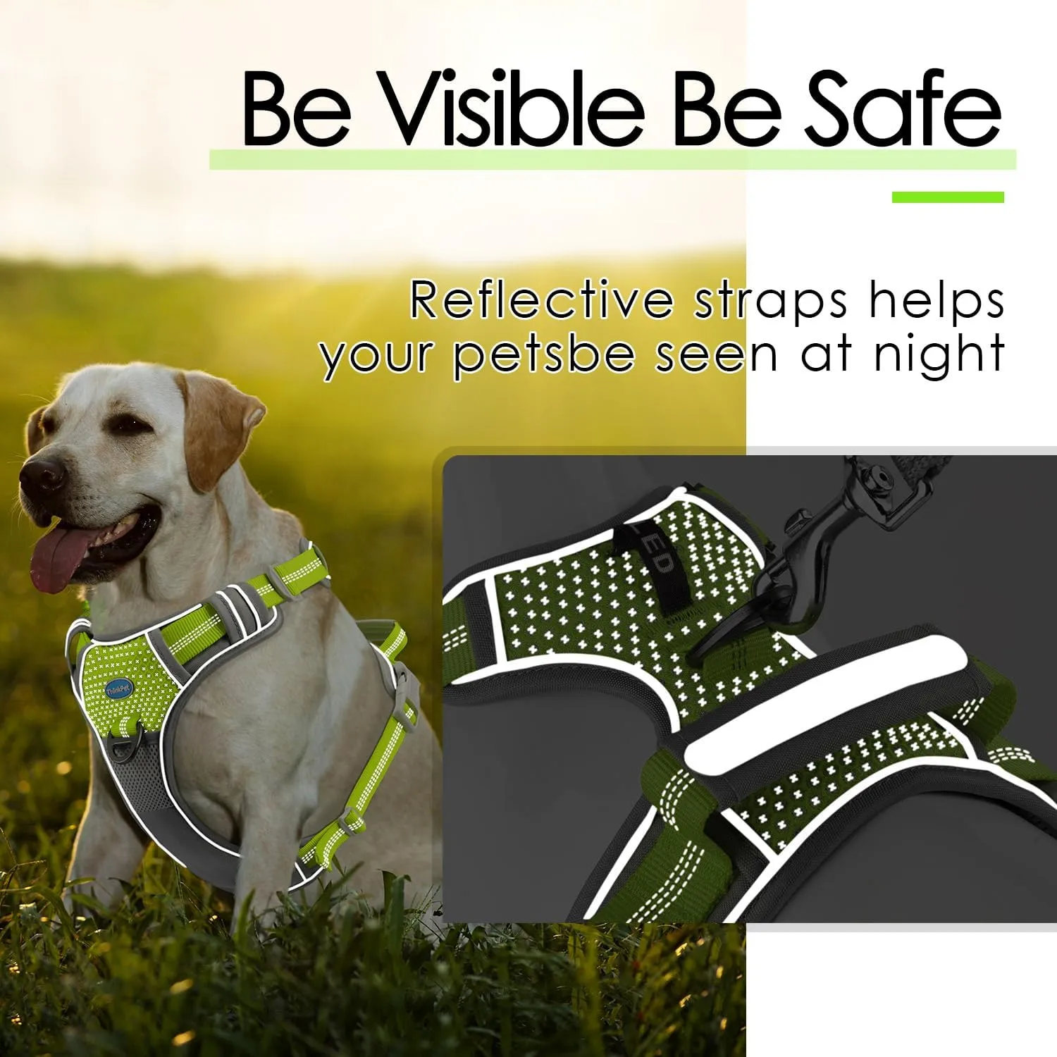 ThinkPet No Pull Harness Breathable Sport Vest with Handle-Dog Harnesses Reflective Adjustable for Medium Large Dogs