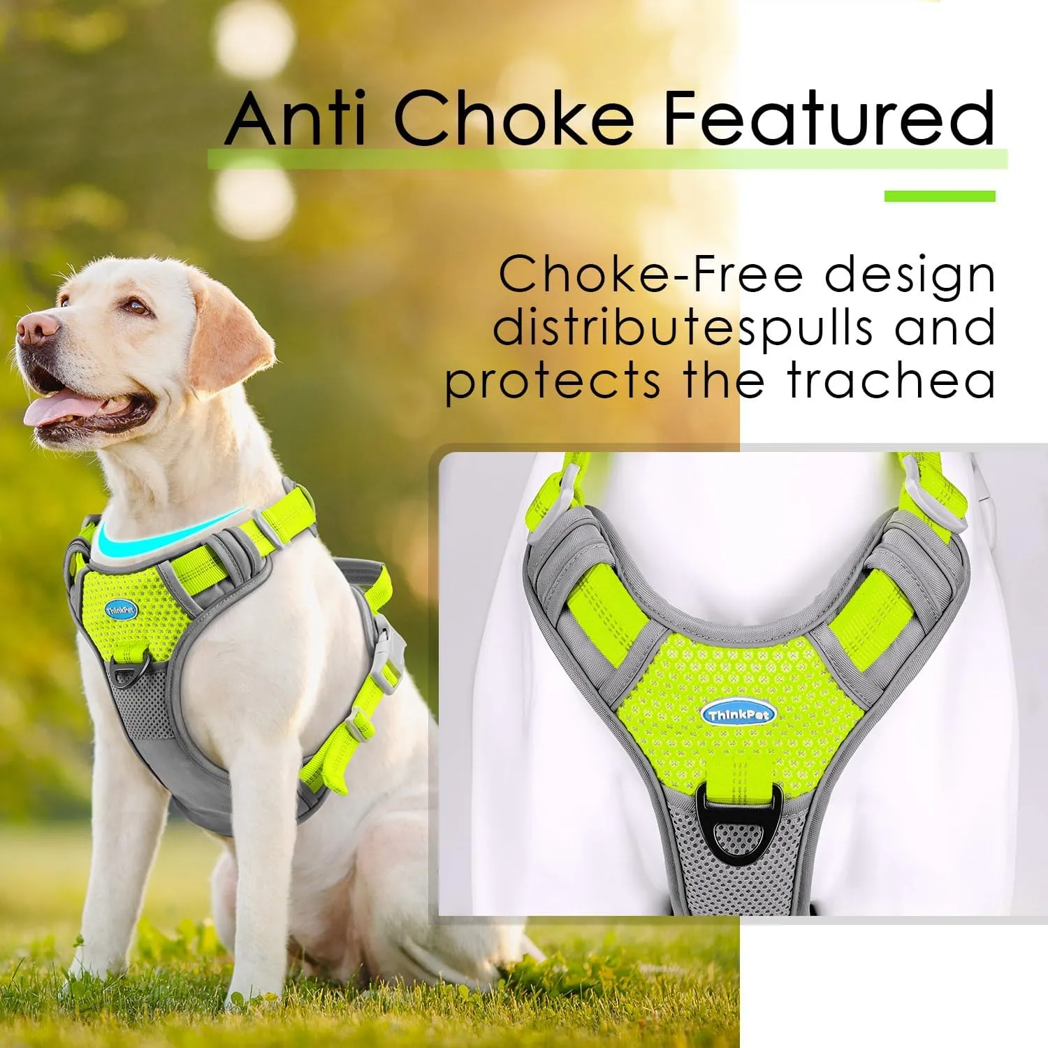 ThinkPet No Pull Harness Breathable Sport Vest with Handle-Dog Harnesses Reflective Adjustable for Medium Large Dogs