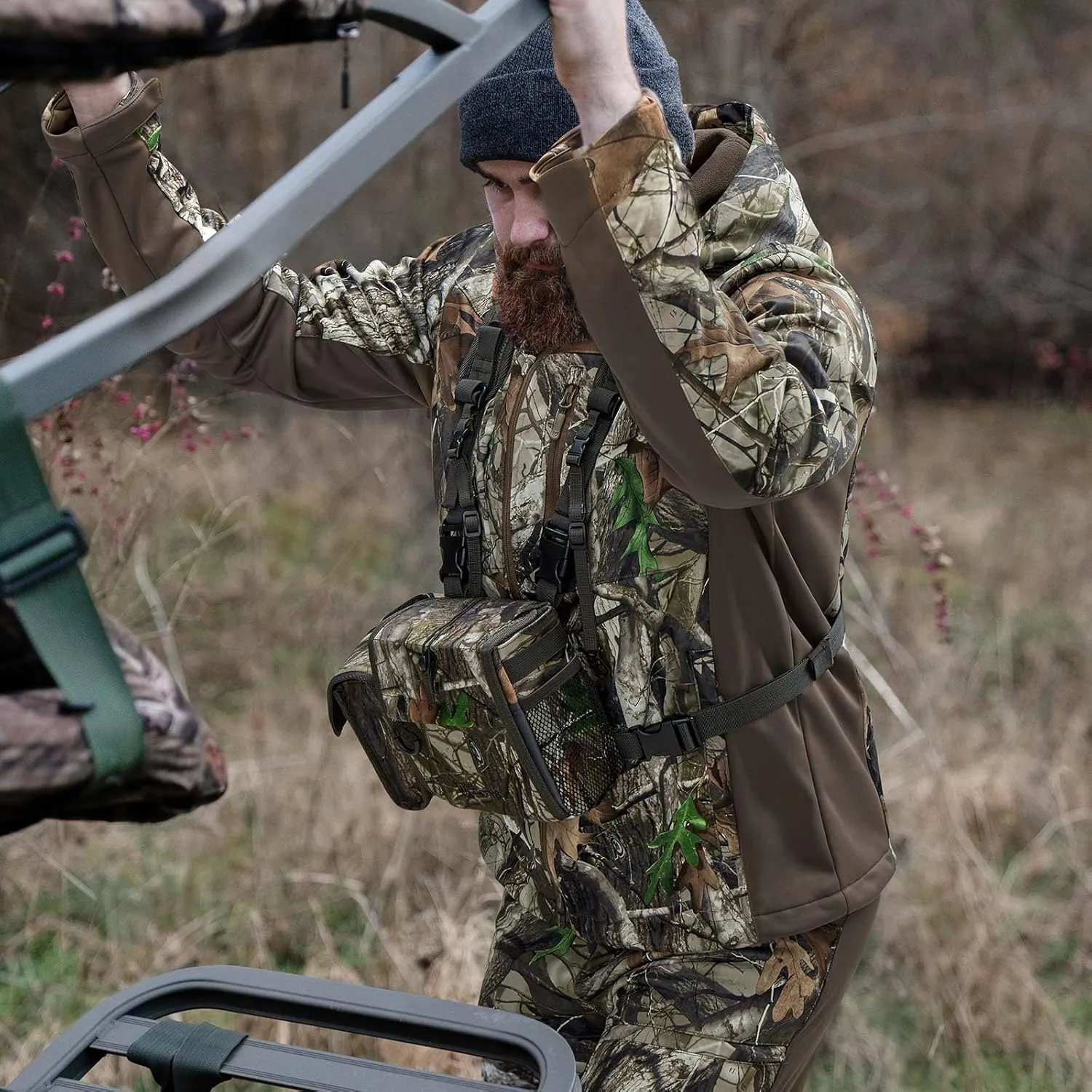 TIDEWE Bino Harness with Rangefinder Pouch & Rain Cover, Long-lasting Lightweight Portable Binocular Pack for Hunting, Hiking