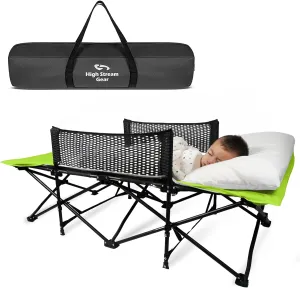Toddler Cot Bed: Kids Travel Camping Bed, a Portable Folding Cot for Kids Great for Outdoors and Young Guests at Home. Comfortable Kids Sleeping Cot Easy to Store and Use (Green)