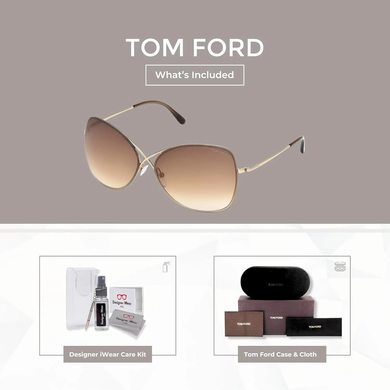 Tom Ford FT0250 Colette Cateye Sunglasses for Women   BUNDLE with Designer iWear Eyewear Care Kit