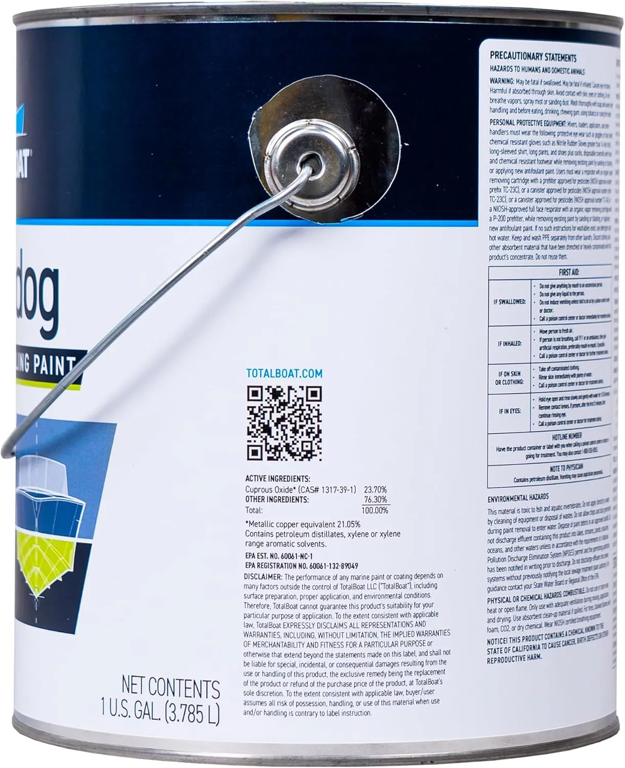 TotalBoat Underdog Marine Antifouling Bottom Paint for Fiberglass, Wood and Steel Boats (Black, Gallon) 128 Fl Oz (Pack of 1), 1.00 Gallon (Pack of 1)