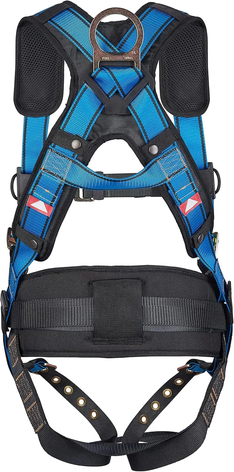 Tractel Safety Harness Construction | Comfortable And Adjustable Positioning Industrial Fall Arrest Full Body Harness | OSHA ANSI CSA Approved | TracX EBD95/X | Blue/Black | Medium