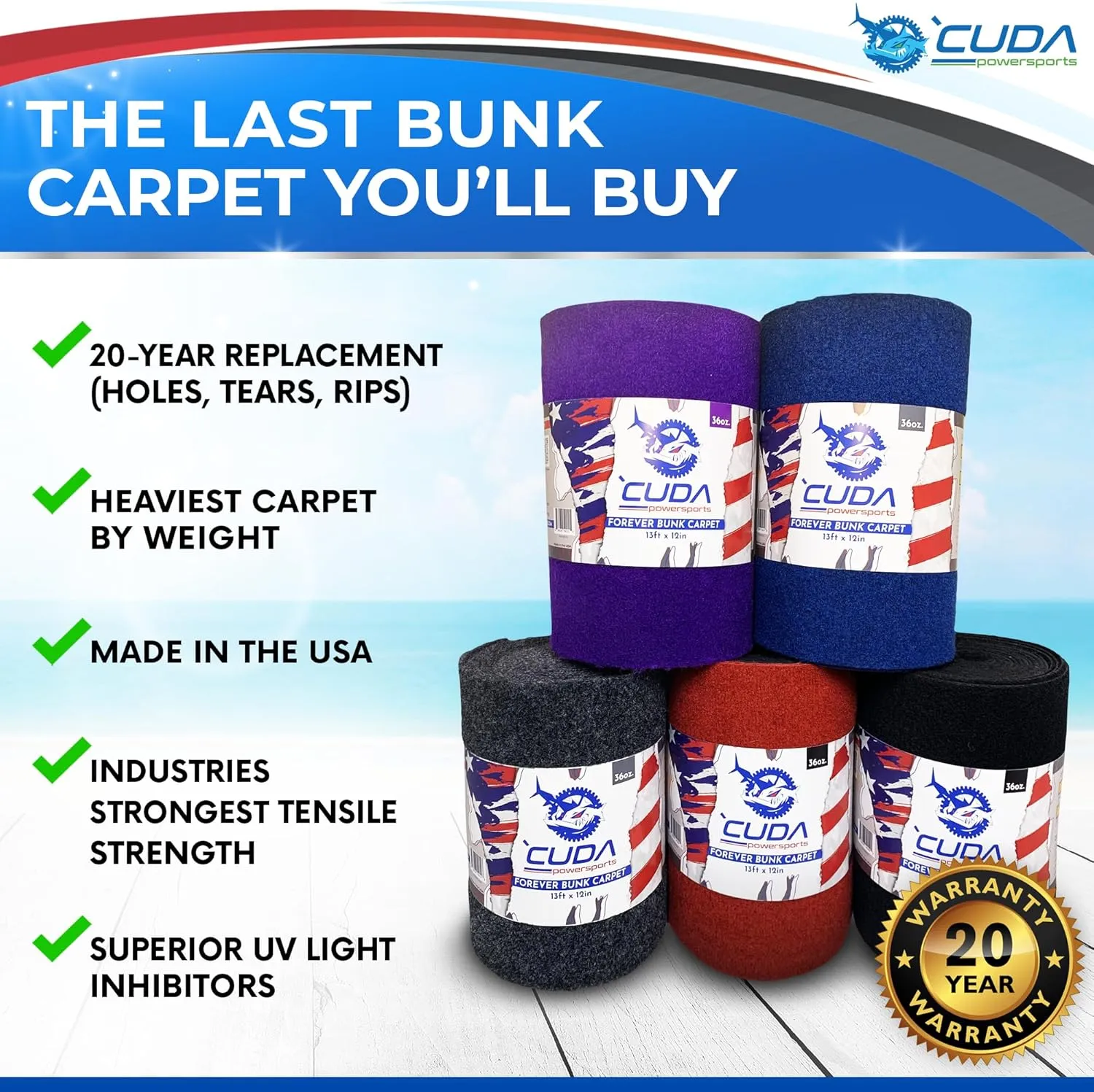 Trailer Hardware Kit-Cuda Boat Trailer Bunk Carpet 18 Inch Wide-FOREVER44-Red 18" x 50Ft-1000 Staples / 2 Quarts/Trowel-Boat Runner Carpet Waterproof Forever Kit44