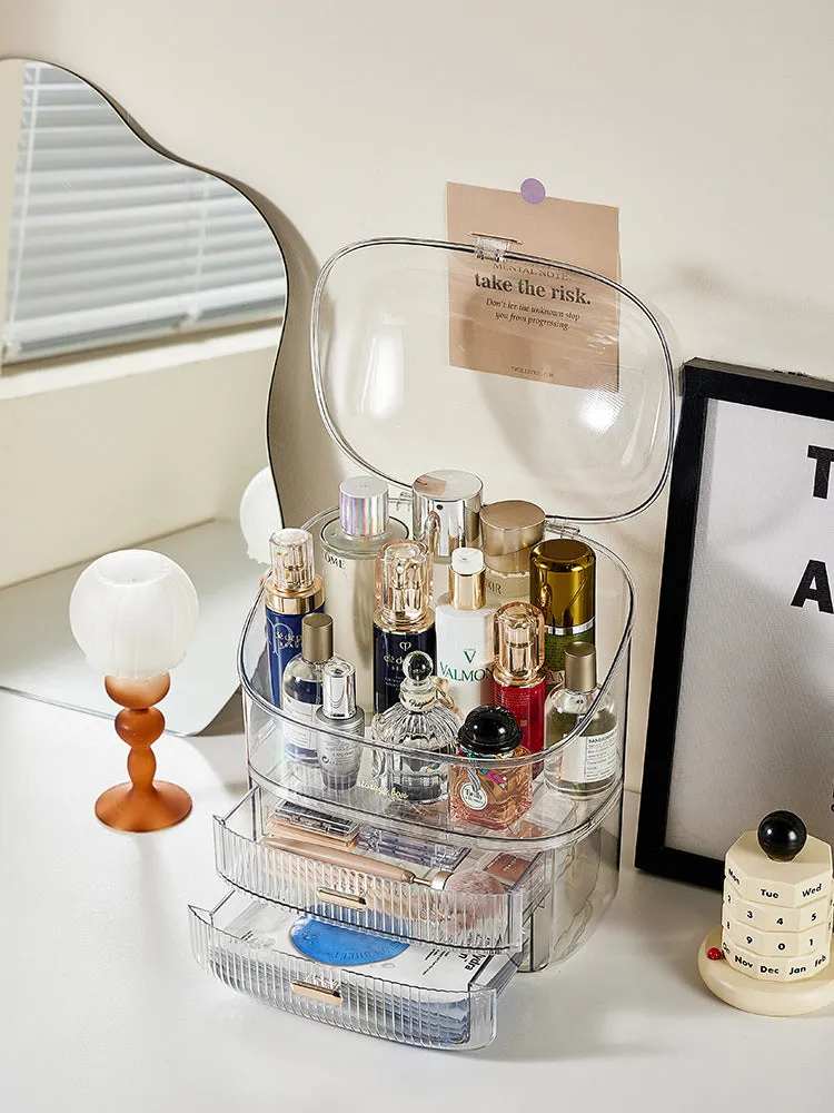 Transparent cosmetics storage box home bedroom dressing table jewelry storage box skin care products storage rack