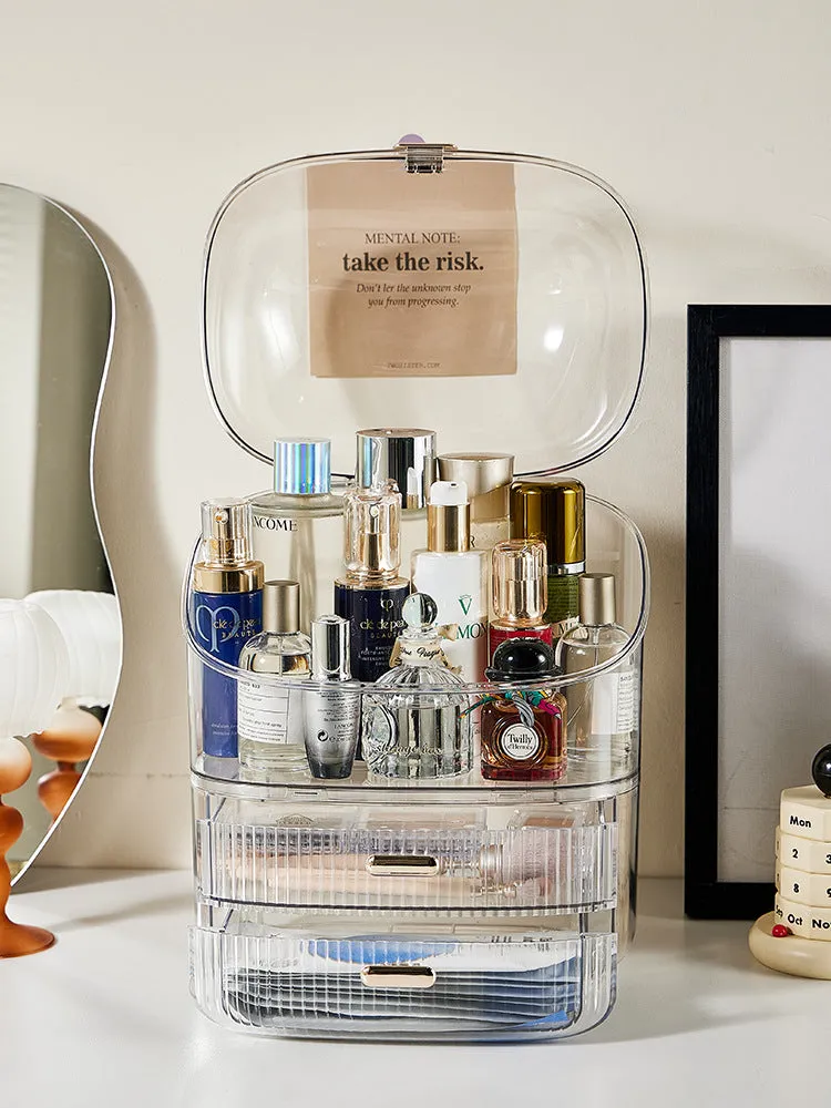 Transparent cosmetics storage box home bedroom dressing table jewelry storage box skin care products storage rack